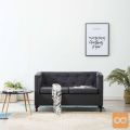 Chesterfield kavč dvosed z oblogo iz blaga temno siv